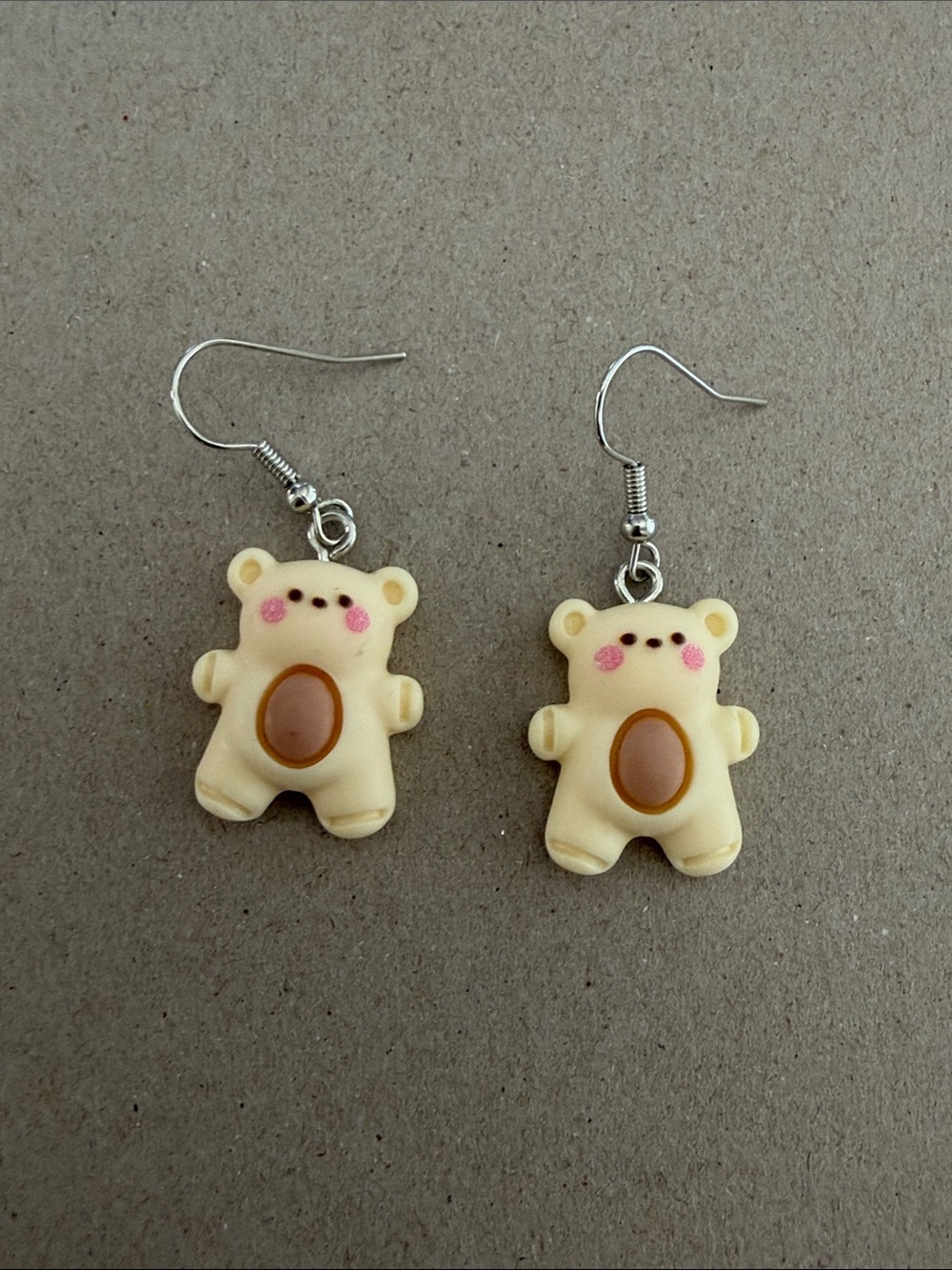 Cream Bear Earrings Kawaii Teddy Bear Coquette Jewelry